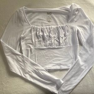 White Long Sleeved Crop Top/Never Worn